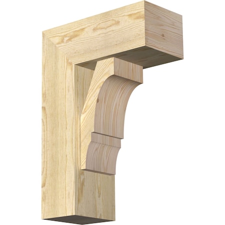 Ekena Millwork Balboa Block Rough Sawn Bracket w/ Offset Brace, Douglas Fir, 8"W x 18"D x 26"H BKT0806X18X26BOA05RDF
